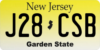 NJ license plate J28CSB