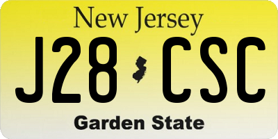 NJ license plate J28CSC