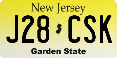 NJ license plate J28CSK
