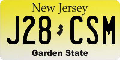NJ license plate J28CSM