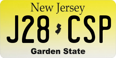 NJ license plate J28CSP