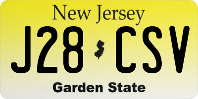 NJ license plate J28CSV