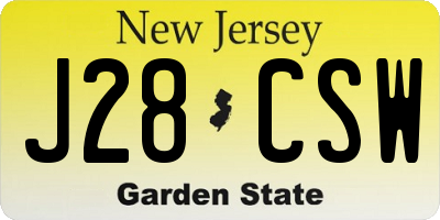 NJ license plate J28CSW