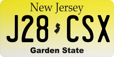 NJ license plate J28CSX