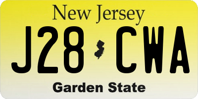 NJ license plate J28CWA
