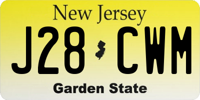 NJ license plate J28CWM