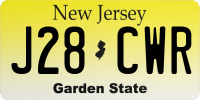 NJ license plate J28CWR