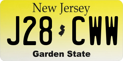 NJ license plate J28CWW