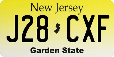 NJ license plate J28CXF