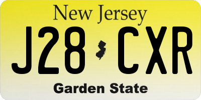 NJ license plate J28CXR