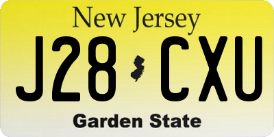 NJ license plate J28CXU