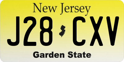 NJ license plate J28CXV