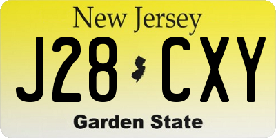NJ license plate J28CXY