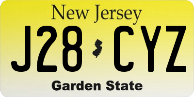 NJ license plate J28CYZ
