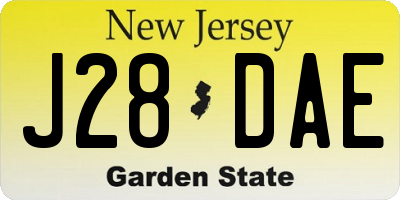 NJ license plate J28DAE