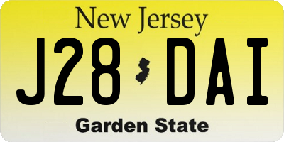 NJ license plate J28DAI