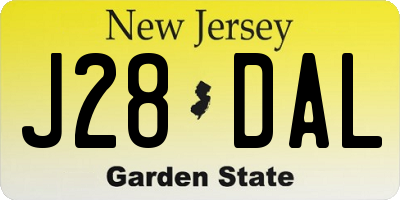 NJ license plate J28DAL