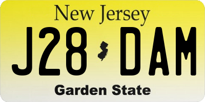 NJ license plate J28DAM