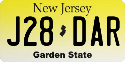 NJ license plate J28DAR