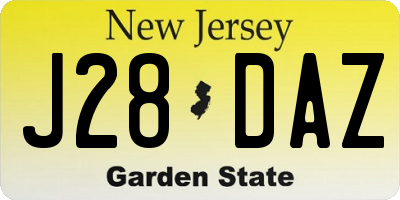 NJ license plate J28DAZ