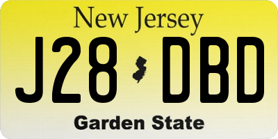 NJ license plate J28DBD