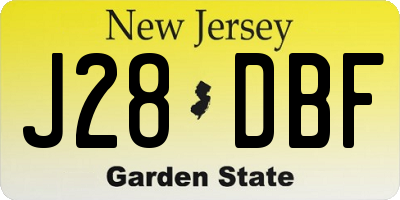 NJ license plate J28DBF