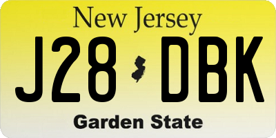 NJ license plate J28DBK