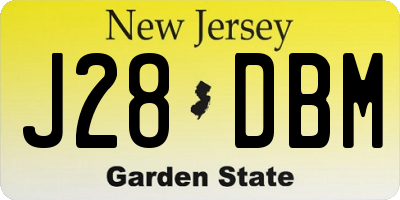 NJ license plate J28DBM