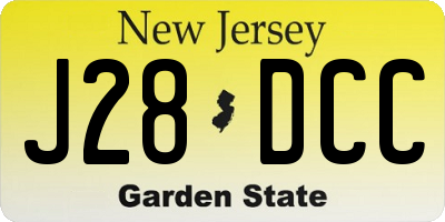 NJ license plate J28DCC