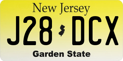NJ license plate J28DCX