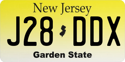 NJ license plate J28DDX