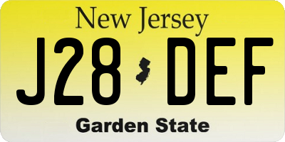 NJ license plate J28DEF
