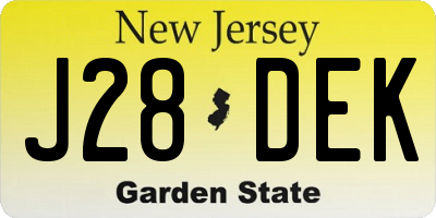 NJ license plate J28DEK