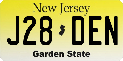 NJ license plate J28DEN
