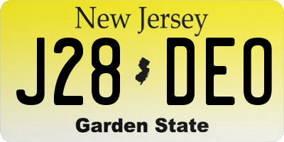 NJ license plate J28DEO