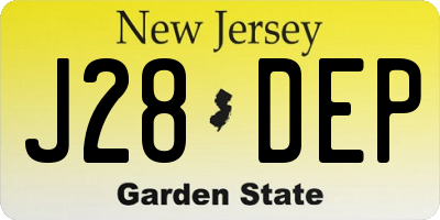 NJ license plate J28DEP