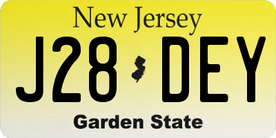 NJ license plate J28DEY