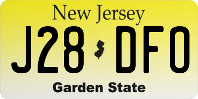 NJ license plate J28DFO