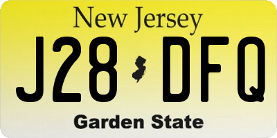 NJ license plate J28DFQ