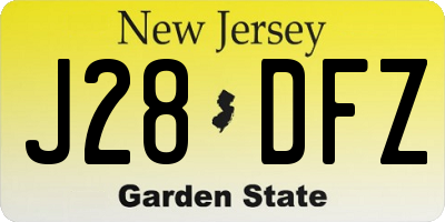 NJ license plate J28DFZ
