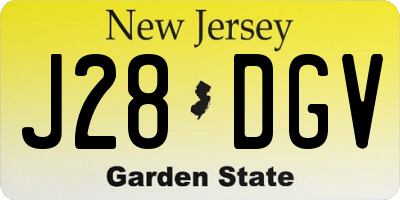 NJ license plate J28DGV
