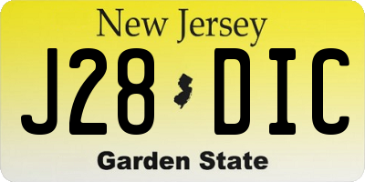 NJ license plate J28DIC