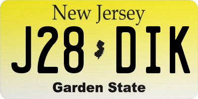 NJ license plate J28DIK