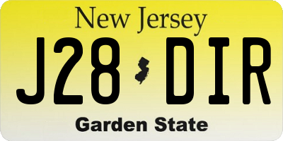 NJ license plate J28DIR