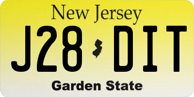 NJ license plate J28DIT