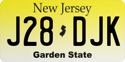 NJ license plate J28DJK