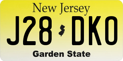 NJ license plate J28DKO