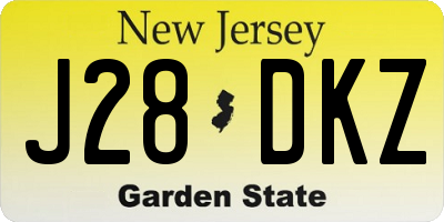 NJ license plate J28DKZ