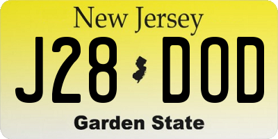 NJ license plate J28DOD