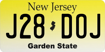 NJ license plate J28DOJ